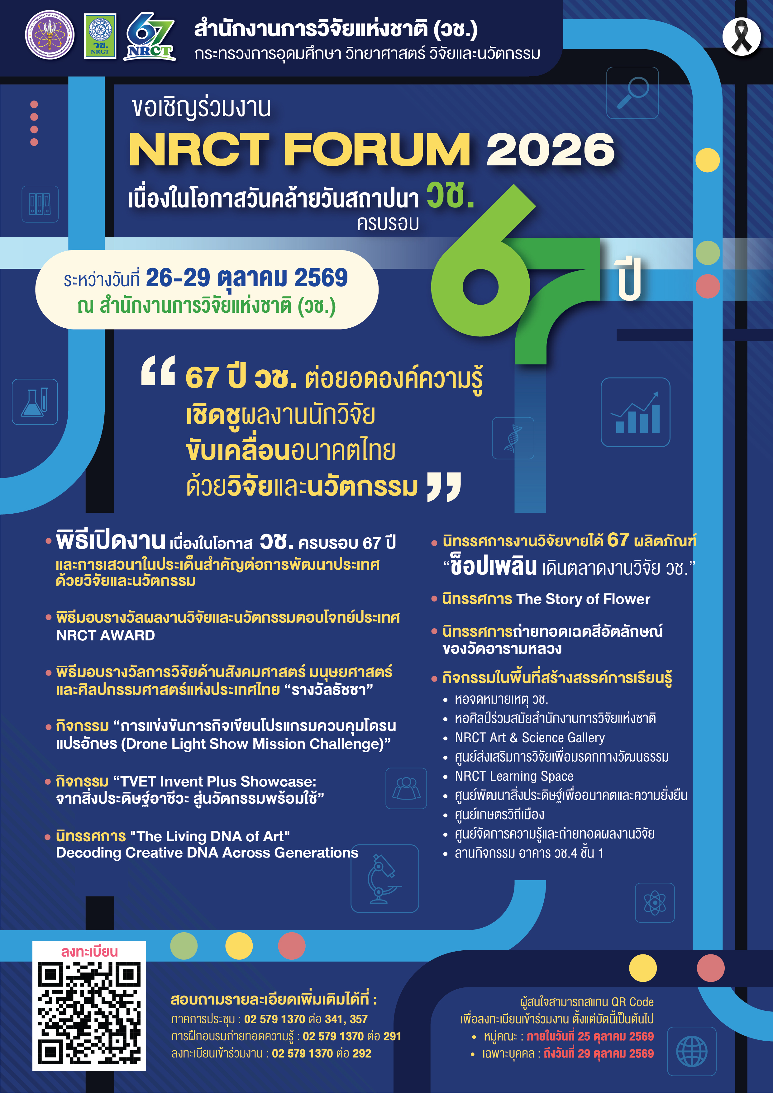 NRCT Forum 2026 67 ปี วช. ต่อยอดองค์ความรู้ เชิดชูผลงานนักวิจัย ขับเคลื่อนอนาคตไทย ด้วยวิจัยและนวัตกรรม